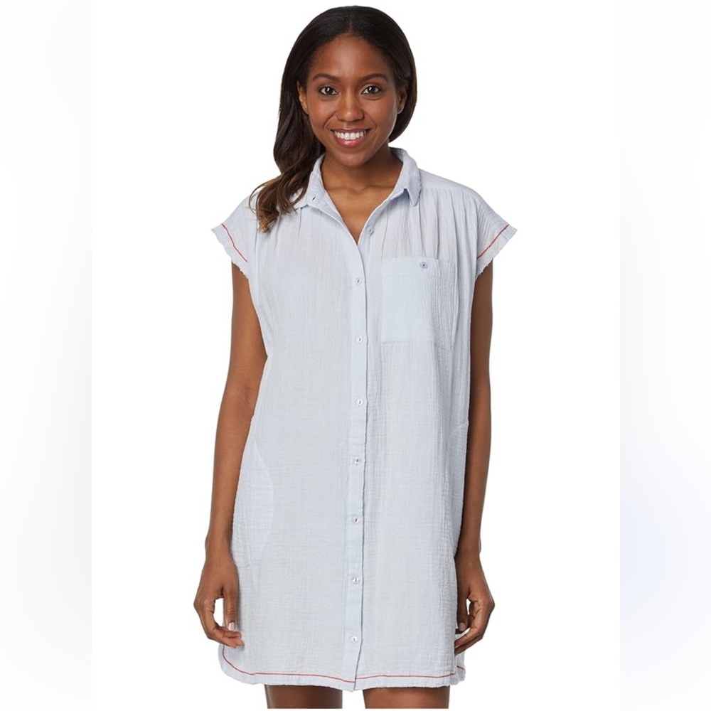 Lilla P Cream Sleeveless button down cotton mini dress size small